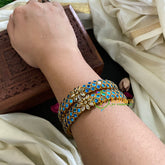 Kada Kundan Bangle -Light Blue-G4852
